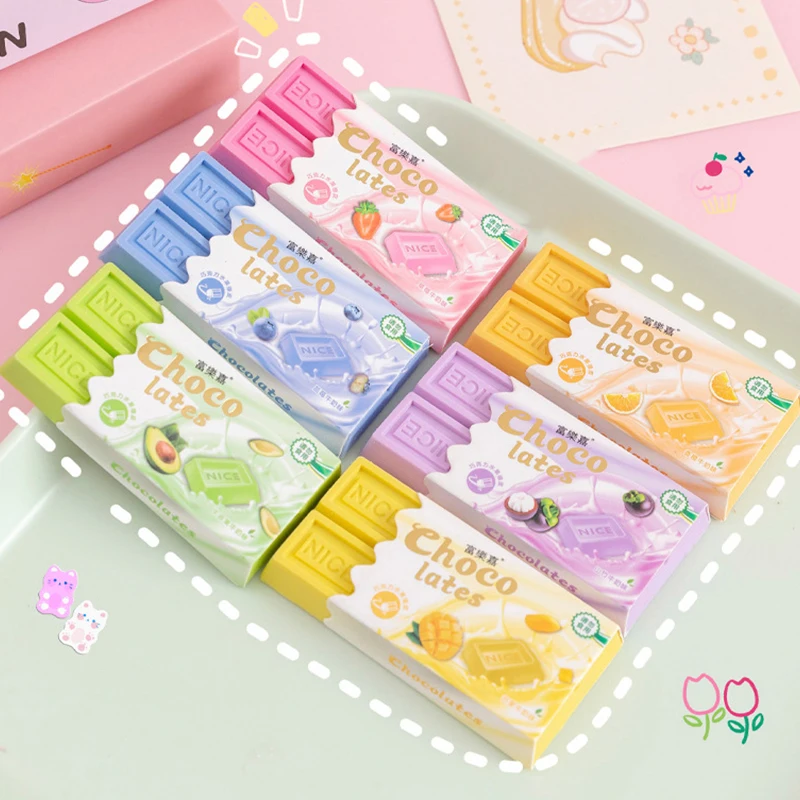 Cartoon Chocolate Design Eraser Kawaii Large Eraser Student Painting Writing Pencil Eraser Stationery For School Office Supplies