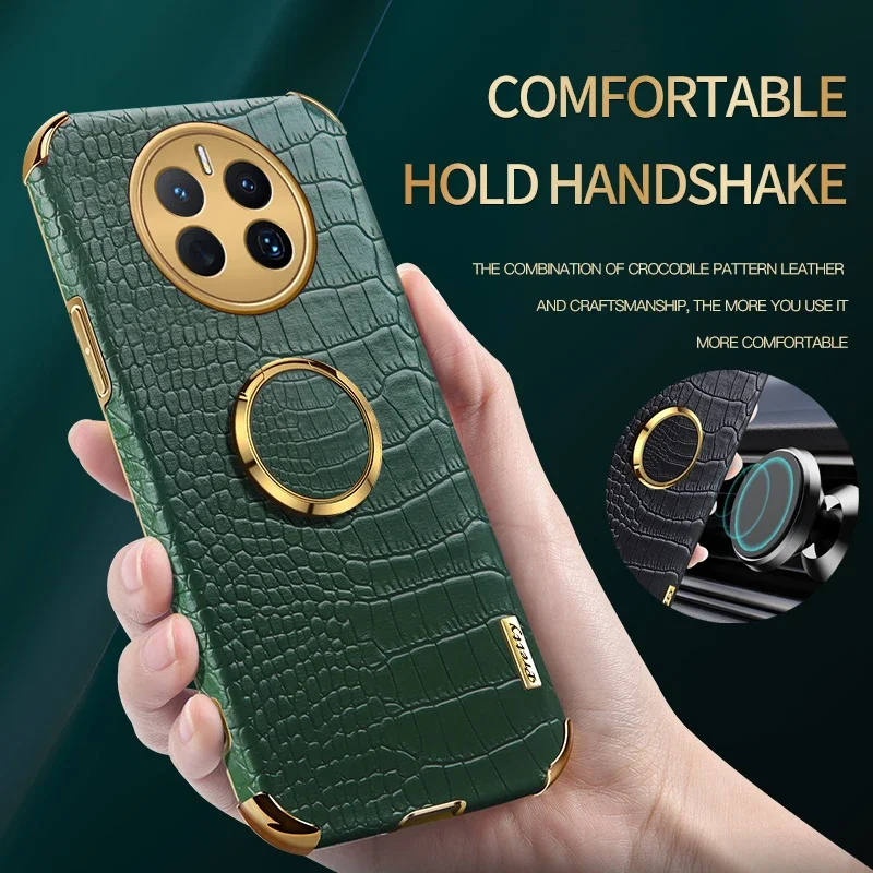 

Чехол для телефона Huawei Mate 30 50 40 20 Pro с магнитным кольцом и текстурой крокодила, силиконовый мягкий противоударный чехол из искусственной кожи
