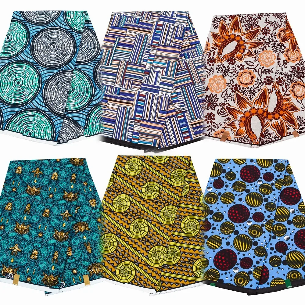 African Wax Fabric 6yards Veritable Wax Nigerian Ankara Block Prints Batik Fabric Dutch Pagne 100% Cotton For Sewing