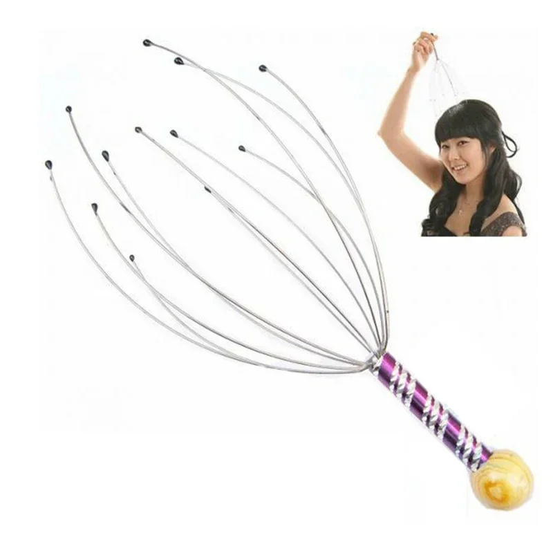 1Pc Head Relaxing Massager Claw Head SPA Scalp Neck Stress Relief Octopus Massage Release Head Physician Steel Ball Massager