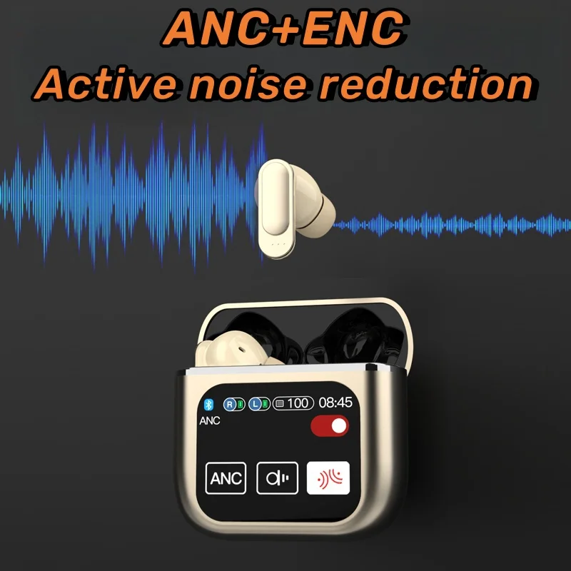 ANC+ENC Wireless Bluetooth Headphones Blutooth 5.4 Multifunctional Storage Box Hearing Aids Noise Canceling Headphone Sport Hifi