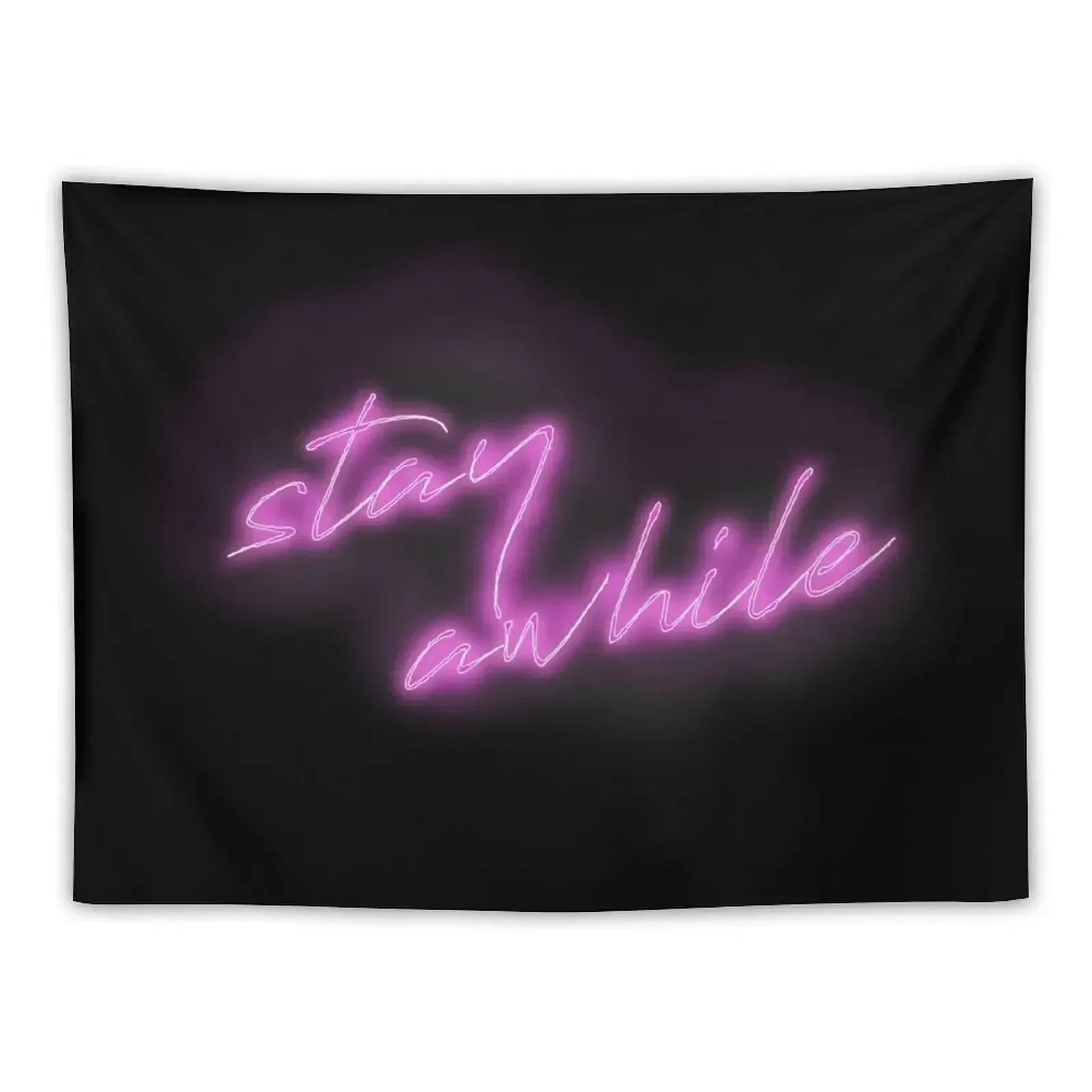 

Stay Awhile Neon Sign Tapestry Mushroom Wall Hanging Bedroom Organization And Decoration Aesthetics For Room Tapestry