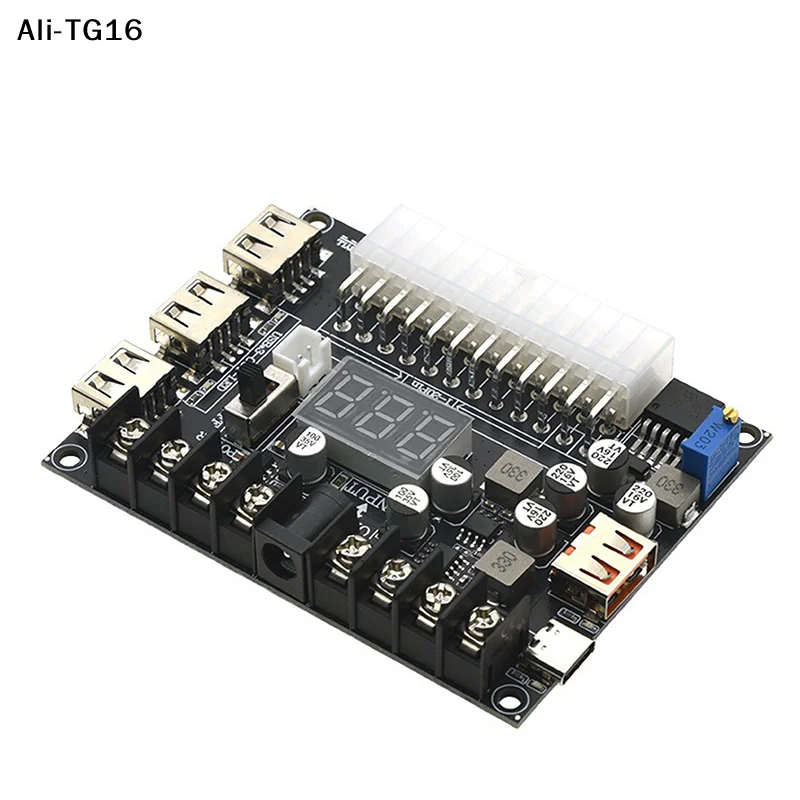 【A16h】20/24 Pin ATX Power Adapter Board - Adjustable Voltage With Red Digital Display - Supports PD2.0/PD3.0