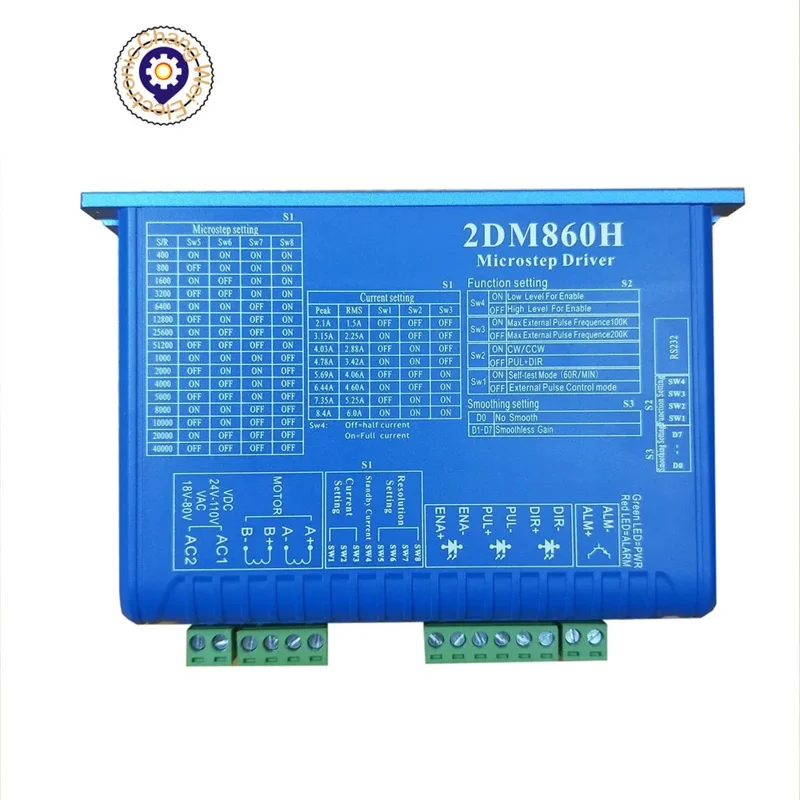 2DM860H, 2-фазный цифровой драйвер шагового двигателя 2DM860H/2DM860 2.1A-8.4A 24-80 В переменного и постоянного тока, универсальный для шагового двигателя серии NEMA 34