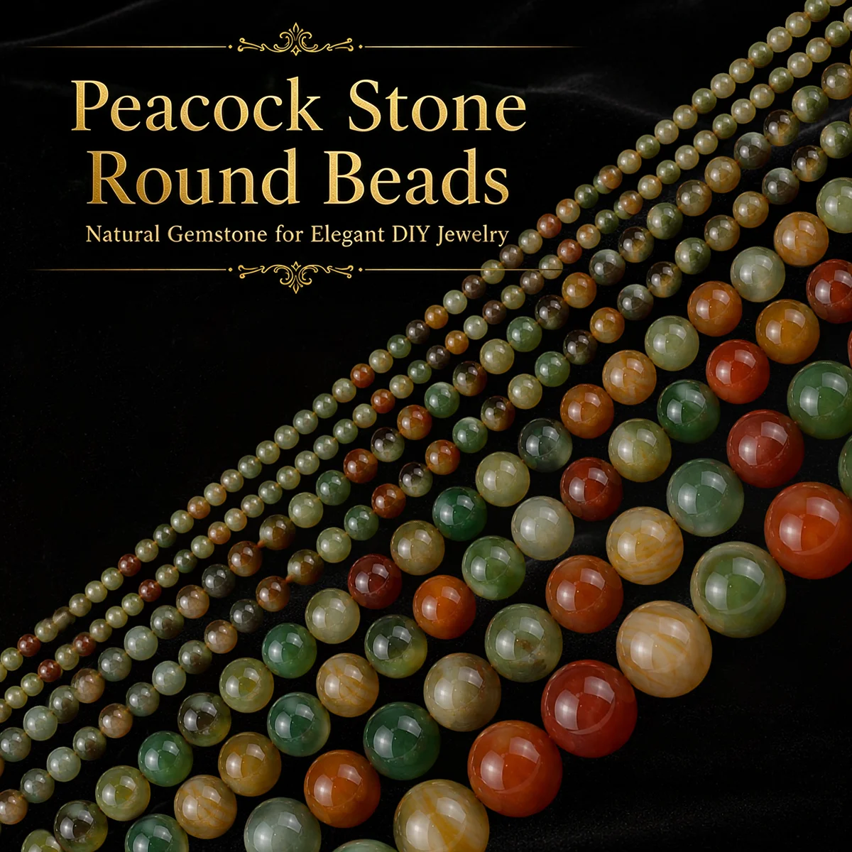 4/6/8/10/12mm Half Strand Natural Stone Peacock Agates Round Beads Smooth Loose Beads for Jewelry Making DIY Bracelet Necklace