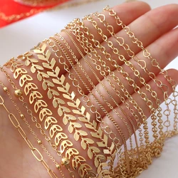 1 Meter Copper Clad Gold color Electroplating O Chain Love Leaf Diy Handmade Jewelry Bracelet Necklace Accessories