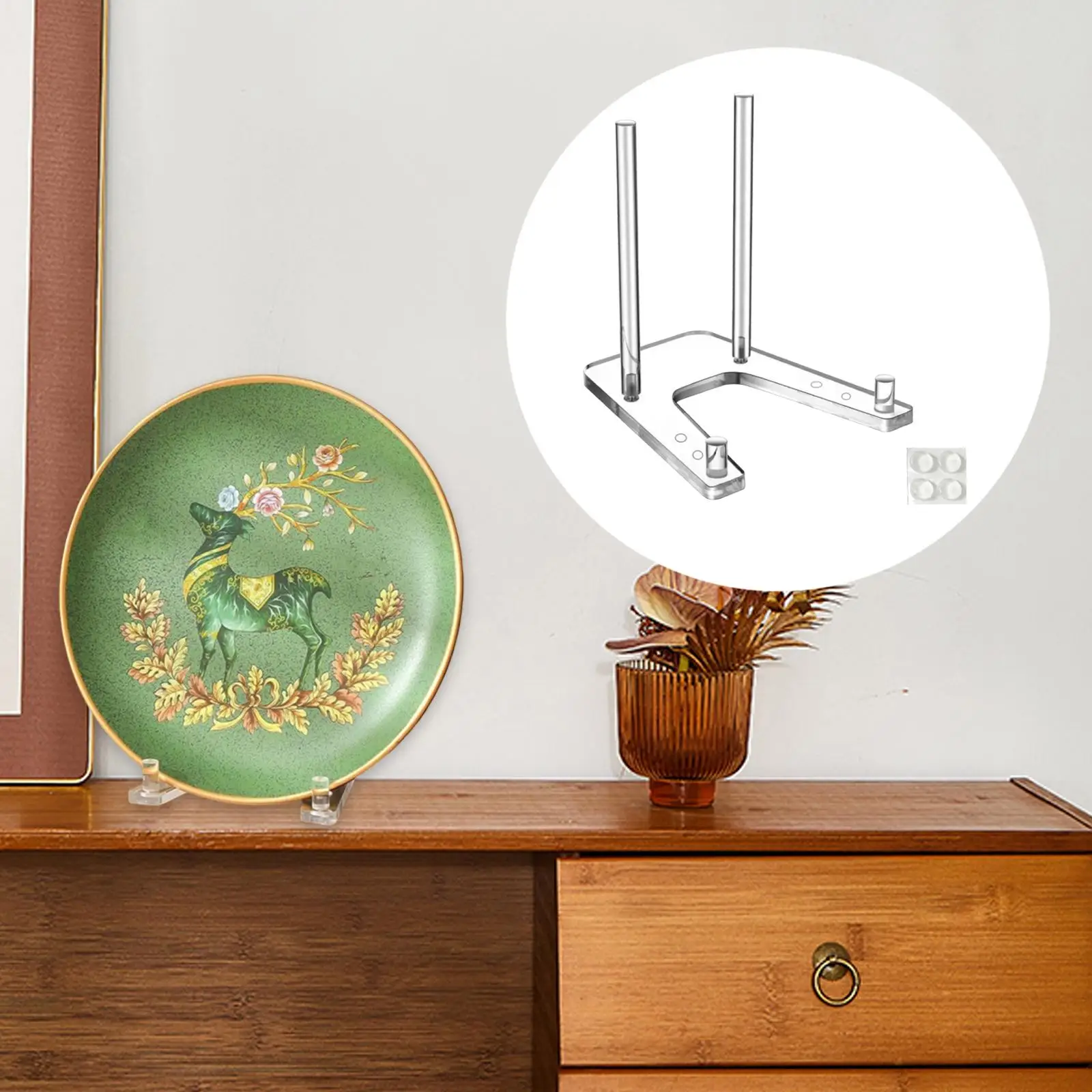 Transparent Acrylic Plate Display Stand Adjustable Holder Easel Shelf for Photo Frame Artworks Greeting Card Home Office Decor
