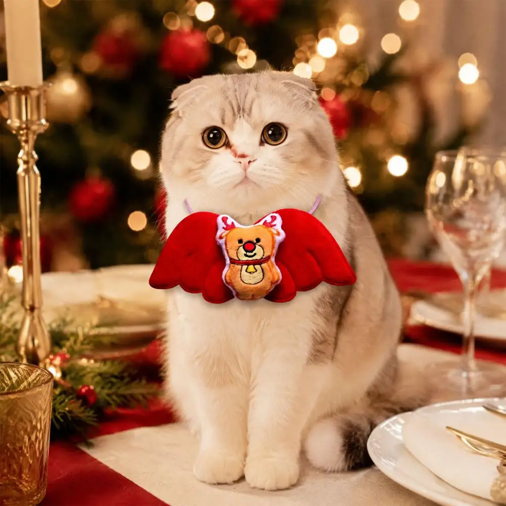 Adjustable Pet Neck Strap Christmas Pet Collar Charm Plush Deer Ornament Soft Stuffed Hanging Pendant for Cats Small Dogs