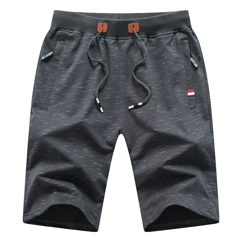 

Новые летние модные мужские повседневные шорты, вязаные шорты с эластичной резинкой на талии и принтом, дышащие пляжные шорты, мужские классические хлопковые шорты