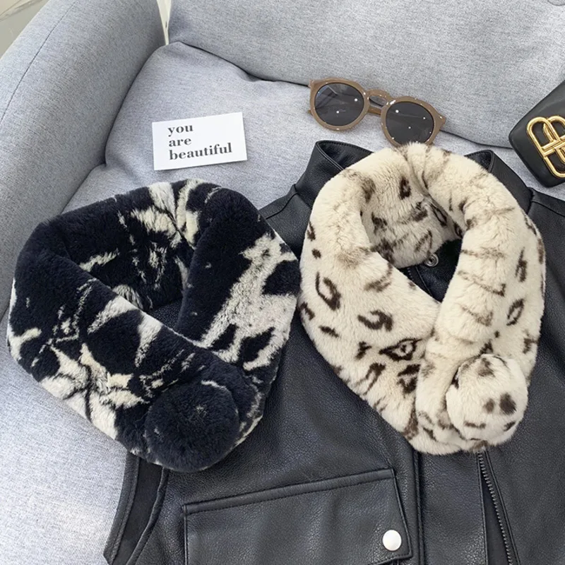 Real Rex Rabbit Fur Scarf Winter Thickened Warm Fur Scarf Fashion Suction Buckle Fur Scarf Women Natural Fur Neck Warmer Scarf