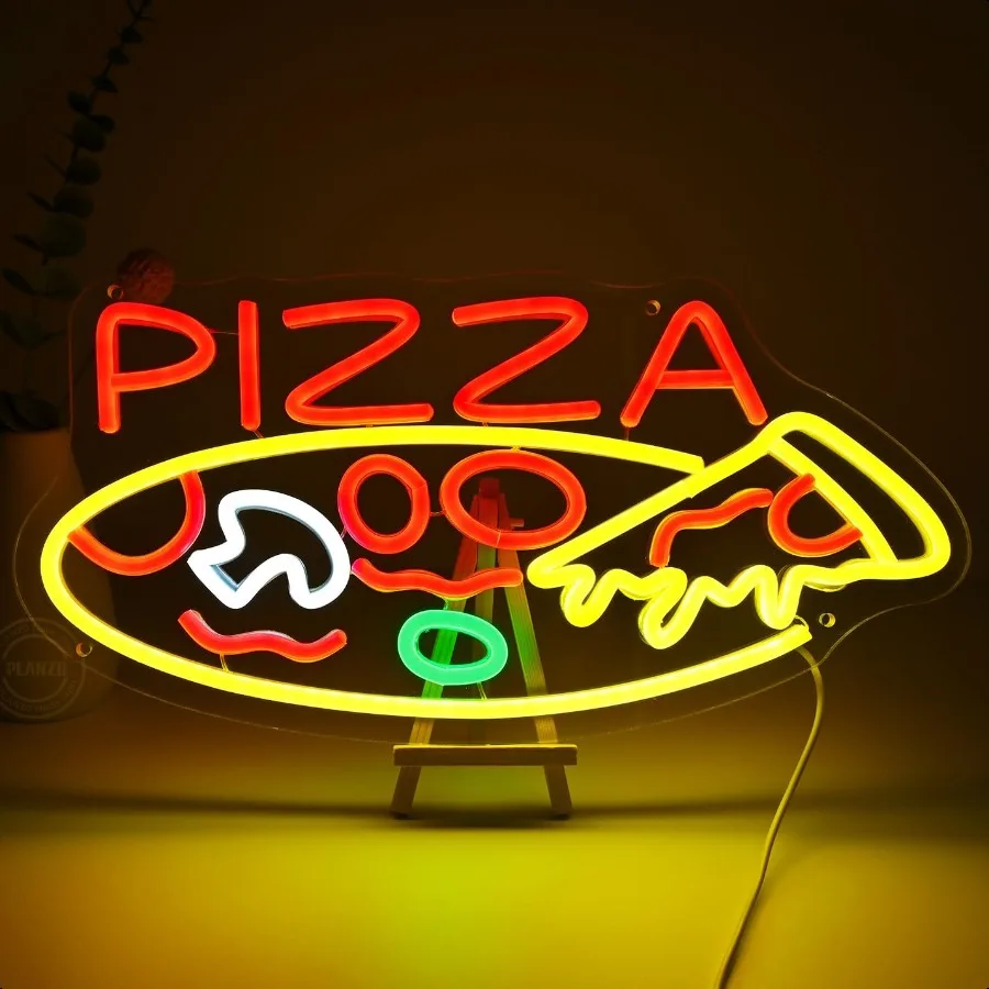 Planzo PIZZA Insegna al neon per ristorante Caffetteria Bar Pub Busin Store Pubblicità Vetrina LED Pizza Sign Cucina B
