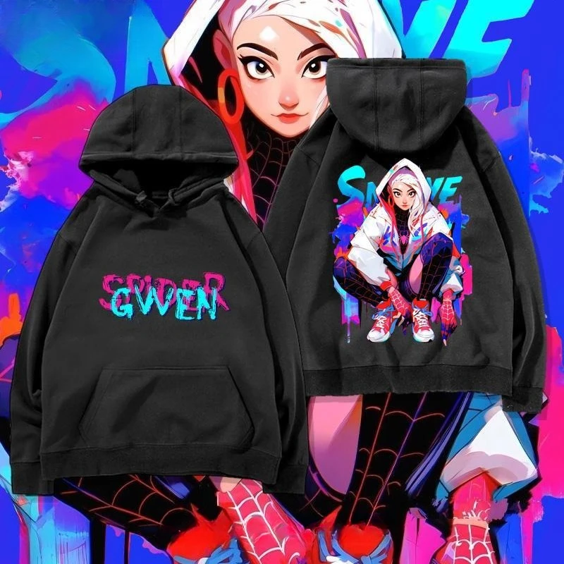 سترة بقلنسوة مطبوعة من Marvel Authorized Spider-Man Parallel Universe Gwen Anime للخريف والشتاء بأكمام طويلة للرجال والنساء #1