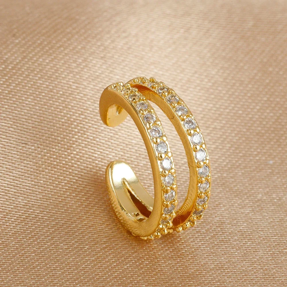 1PC Vintage Gold Color Crystal Zirconia Ear Cuff Non-Piercing Fake Cartilage Clip Earrings For Women Men Creative Trend Jewelry