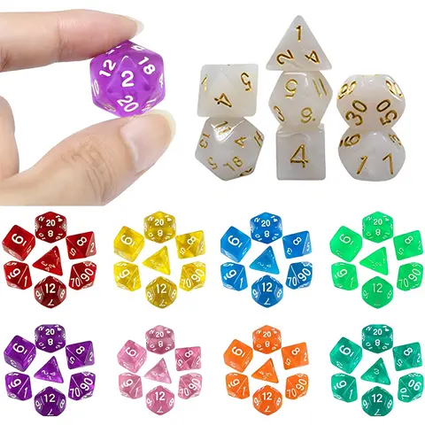 7pcs/set Multicolour Dice Set Multiple Colors Polyhedral RPG DND Role Playing Dragons Board Game Multiple Dice With Bags TMZ