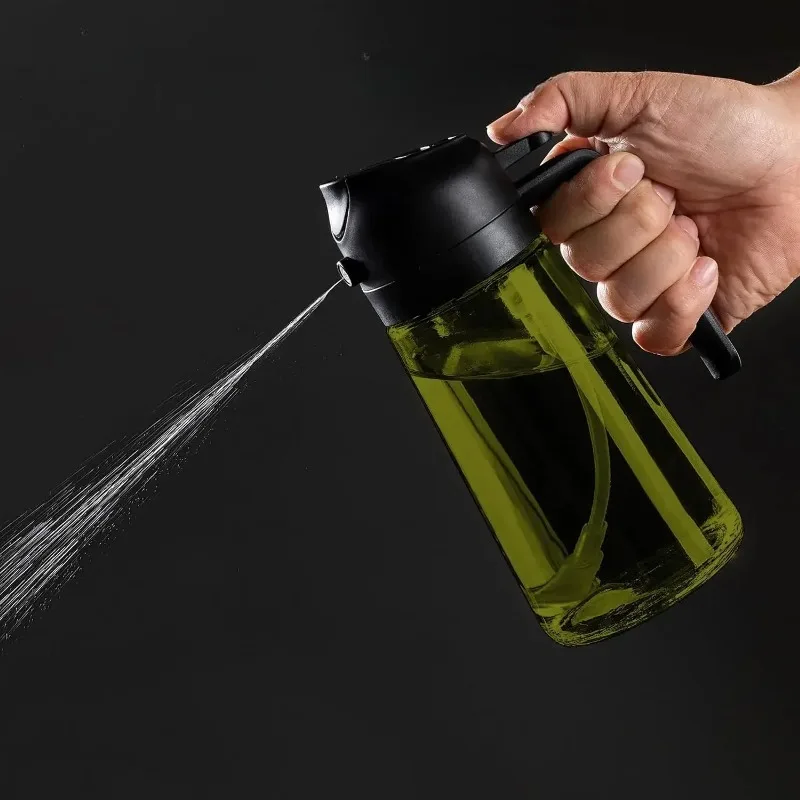 1 Pcs Two in one dark glass oil spray olive oil distributor black blackout oil spray for cooking salads and barbecue tools image 6