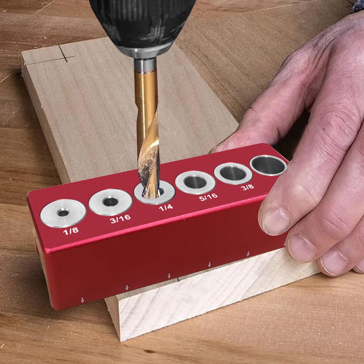 

Craftsman Tool Portable Drilling Guide, 6 Hardened Drill Guides Vertical Pocket Hole Jig Dowel Positioner Locator for Carpentry