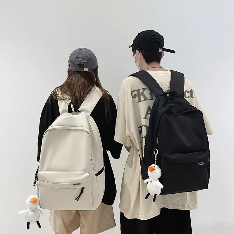 Large Capacity Solid Color Casual Backpack for Teenagers Fashion Student Schoolbag Travel Laptop Bag Unisex Daily Backpacks