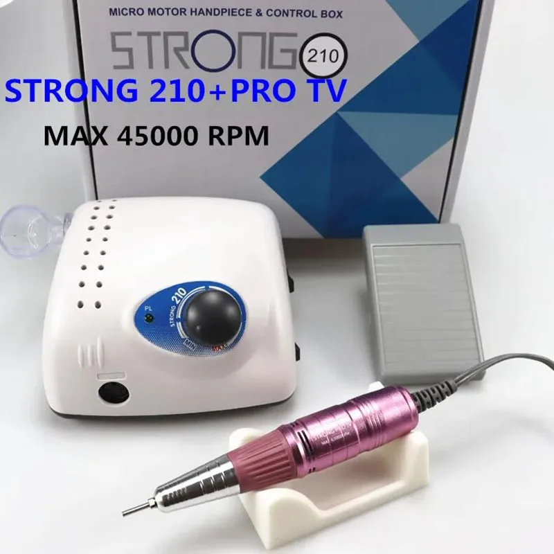 Strong 210 Pro IV Nail Drill 65W 45000 Machine Cutters Manicure Electric Nail Drill Milling Manicure Machine Polish Nail File