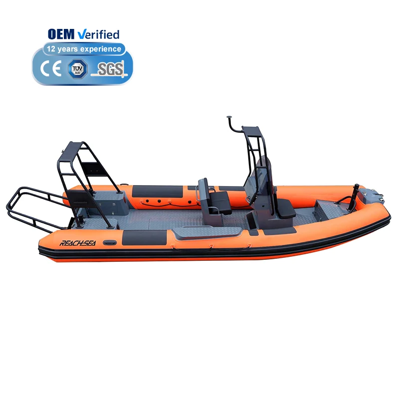6m-7m Aluminum RIB 21ft 22ft Center Console Hypalon Inflatable Boat 12 Person Rigid Hull Luxury Patrol view 5