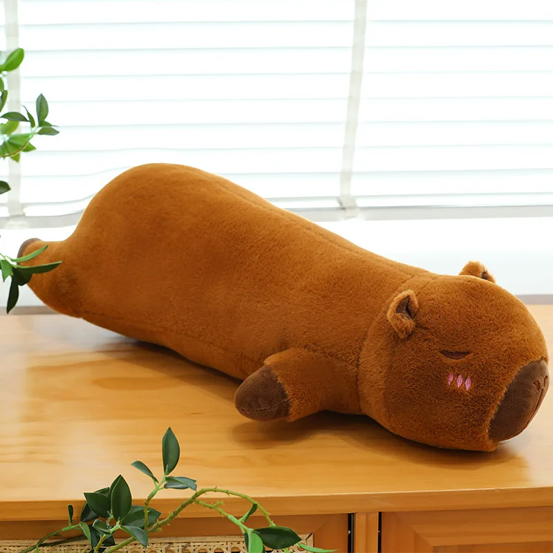 Kawaii Capybara Plüschtier, gefüllte Puppe, kuscheliges Kissen für Kinder, Geburtstagsgeschenk, weiches, langes, umarmendes Schlaf-Plüschtier für Kinder