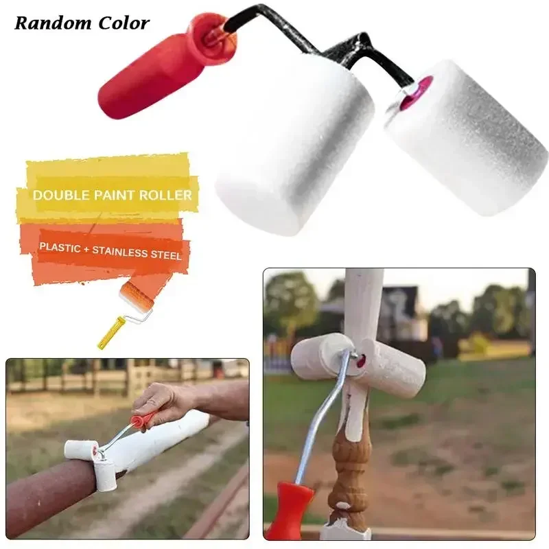 Double Sided Paint Roller Brush Painting Brushes Cylindrical Corner Painting Home Improvement Tools Duct Railing Roller Brush