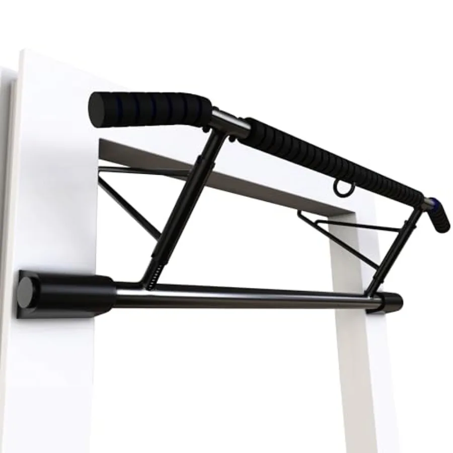 

Home gym doorway pull-up bar for 70-92cm width frames, steel construction, black finish, padded handles, no drilling or assembl