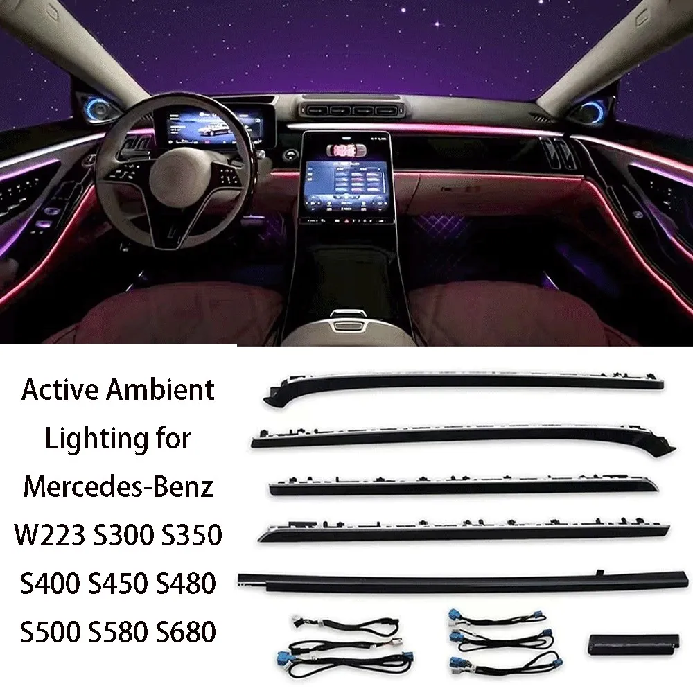 

64 Colour Active Ambient Light For Mercedes Benz 2021+ W223 S-Class S400 S450L S480 S500 Multi-color LED Decorative lights Refit