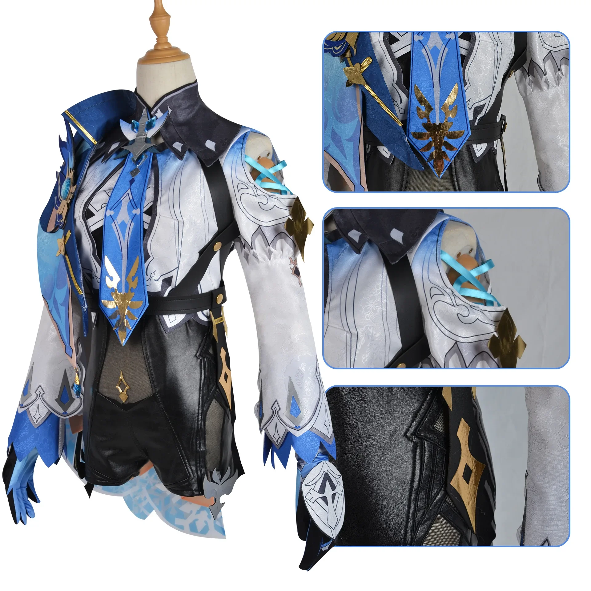 Genshin Impact Cosplay Costume Set para Mulheres, Eula Lawrence, Uniformes Sexy, Festa de Halloween, Revelar Traje, Cute Game Set