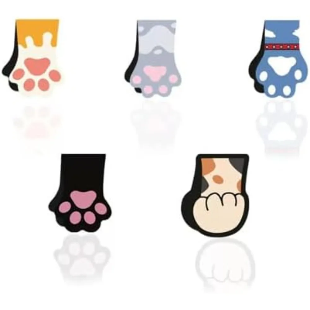 

ABJOBIBI Cute Cat Paw Magnetic Bookmarks, 5 PCS Magnetic Cute Bookmark for Teacher, Women & Kids - Cat Paw Design (5 Cloros-2.0)