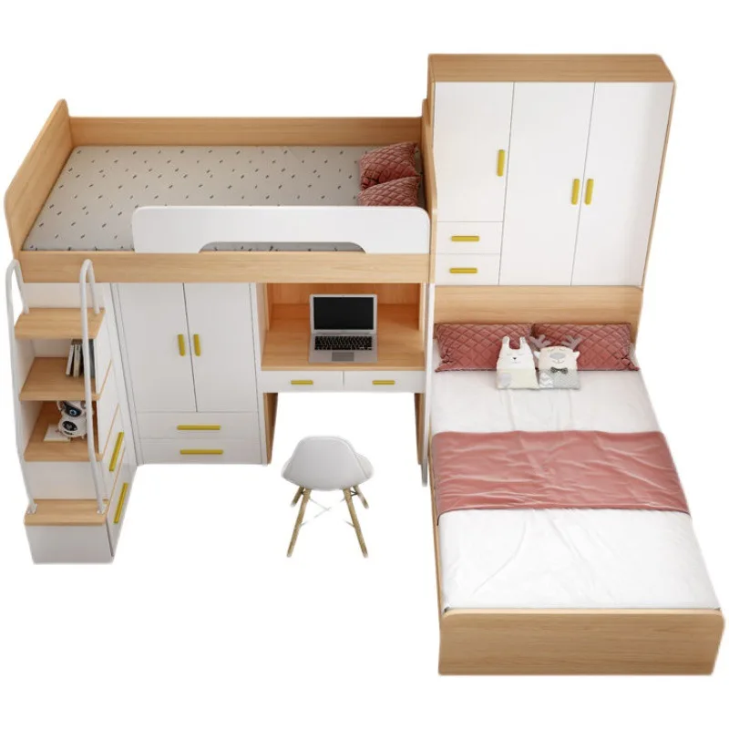 

Children's bed dislocation high and low bed multi-functional combination desk integrated staggered child and mother bed wardrobe
