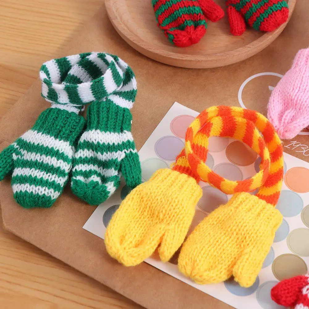 Lenço de pescoço em miniatura 1:12 roupas fingir jogar cachecol de simulação com luvas mini chapéu macio/crianças/crianças