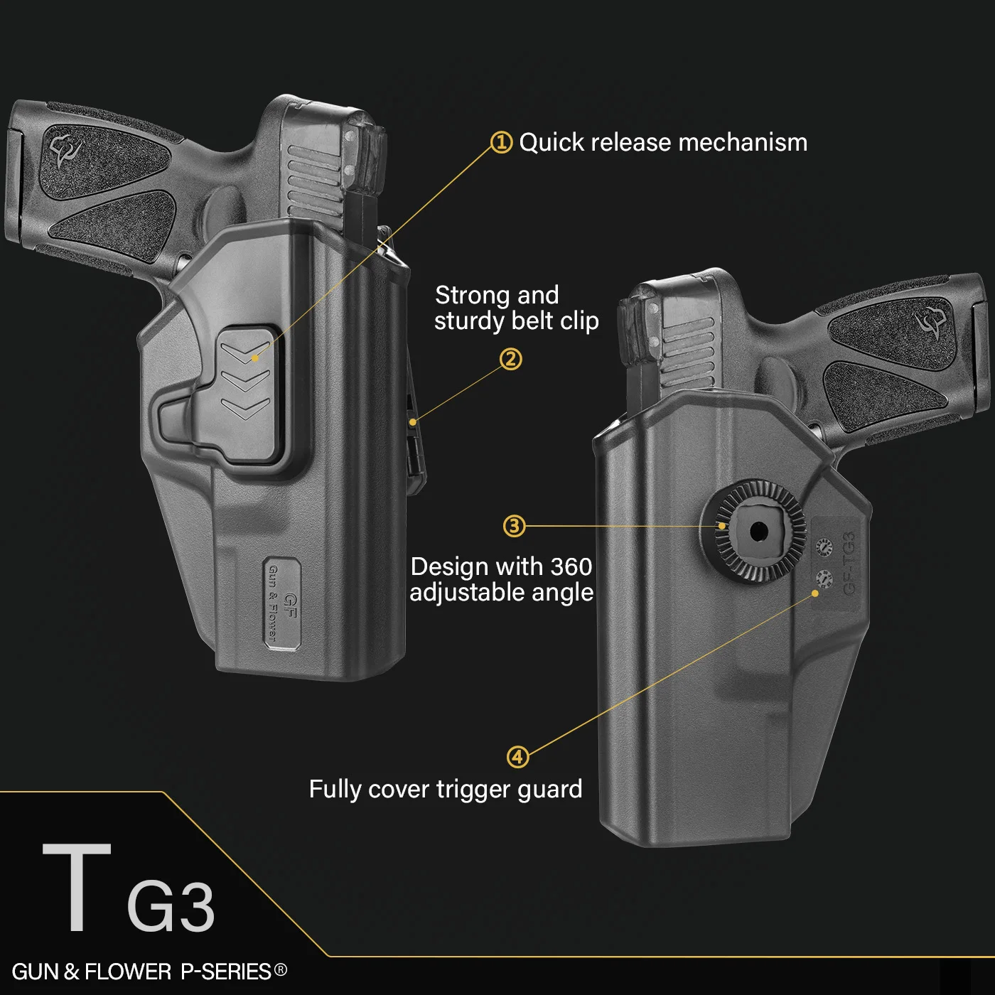 Taurus G3 Holster OWB Polymer Holster Fit for Taurus G3 Index Finger Release System/Adjustable-Cant Right Hand Bags
