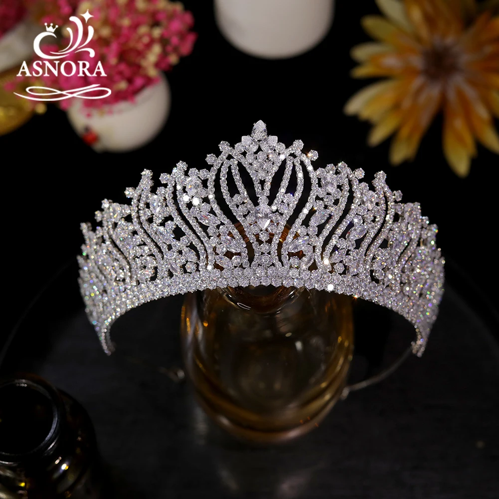 

ASNORA New Cubic Zirconia Vintage Tiara CZ Headdress for Wedding Bride Crowns Hair Accessories Corona Princesa Party Jewelry