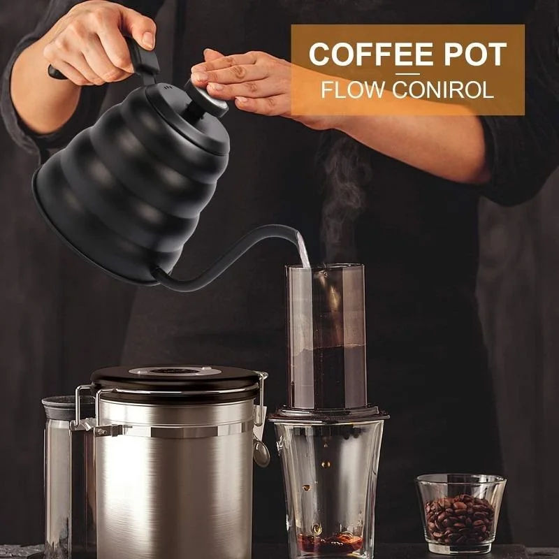 

Coffee Kettle1L/1.2L Stainless Steel Pour Over Coffee Pot Kettle Drip Kettle with Thermometer for Home Office Cafetera