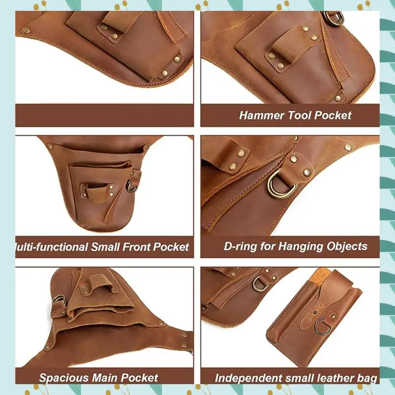 

A71P Leather Garden Tool Belt, Gardening Utility Belt, Garden Tool Storage Bag For Gardeners And Gardeners