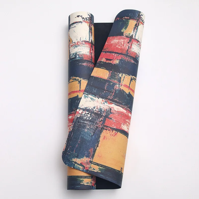 Rubber PU yoga mat ink graffiti print sports jumping exercise shock absorption anti-slip yoga mat