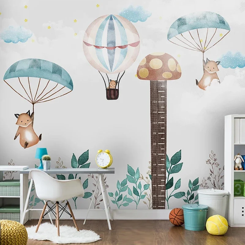 Custom Photo Cartoon Height Sticker Balloon Kindergarten Children Room Bedroom Wall Decoration Mural Wallpaper Papel De Parede