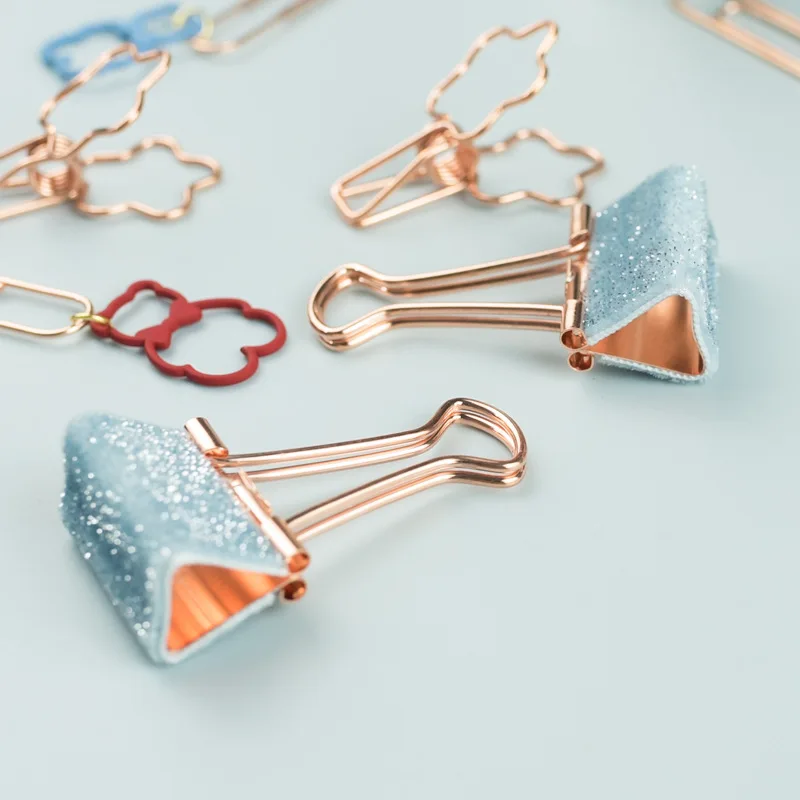 Long Tail Clip Paper Clip Rose Gold Boxed Office Small Fresh Multifunctional Stationery Set Cute Paper Clips