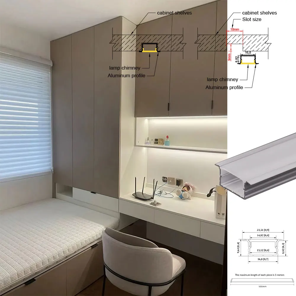 15 * 10 mm 0,5 m Aluminiowy profil taśmy LED Przynieś eleganckie efekty świetlne do szafek Szafy Szafki na wino Regały na książki