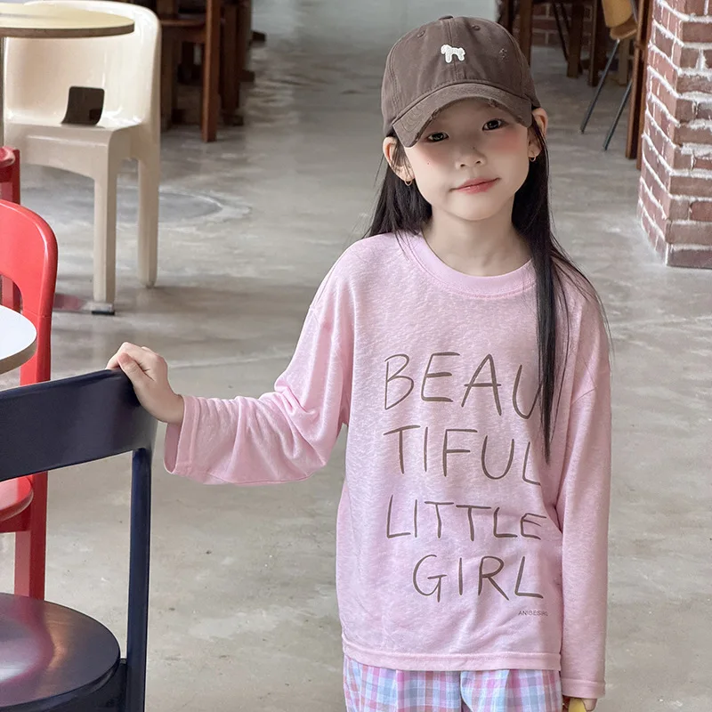 Girls Korean-style Gentle and Energetic Girl's Shirt Loose Letter T-shirt Sunscreen Shirt Top 2026 Summer New