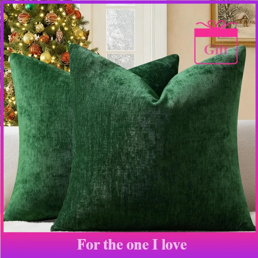 

Christmas throw pillowcases, 18x18 inches, 2-piece set, decorative soft sofa pillowcases, solid color dyed accessories