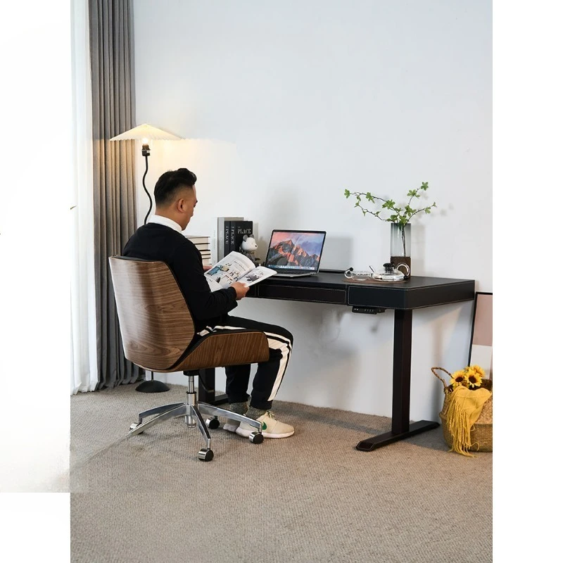 

Electric lifting desk Dual motor lifting table legs Simple home saddle leather Office computer desk