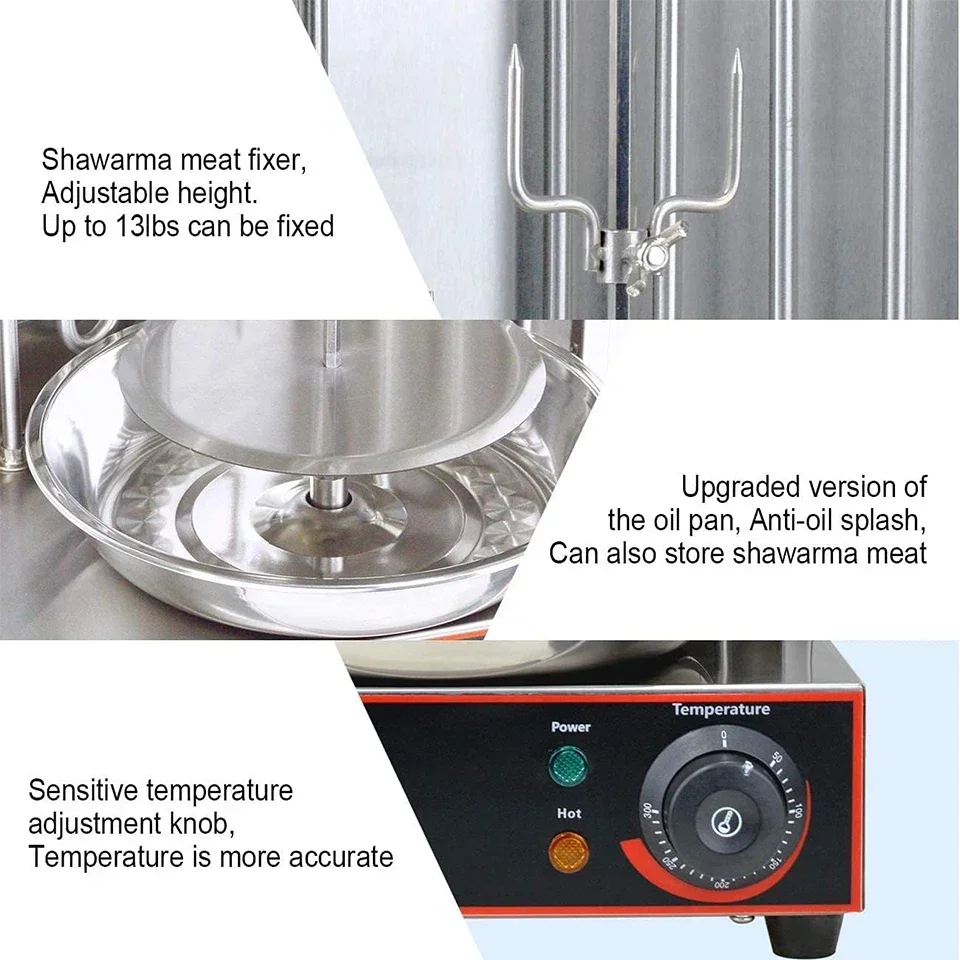 EB25 Professional Shawarma Grill Electric Vertical Kebab Grill Gyro Rotisserie Oven 220V 110V Stainless Steel Body