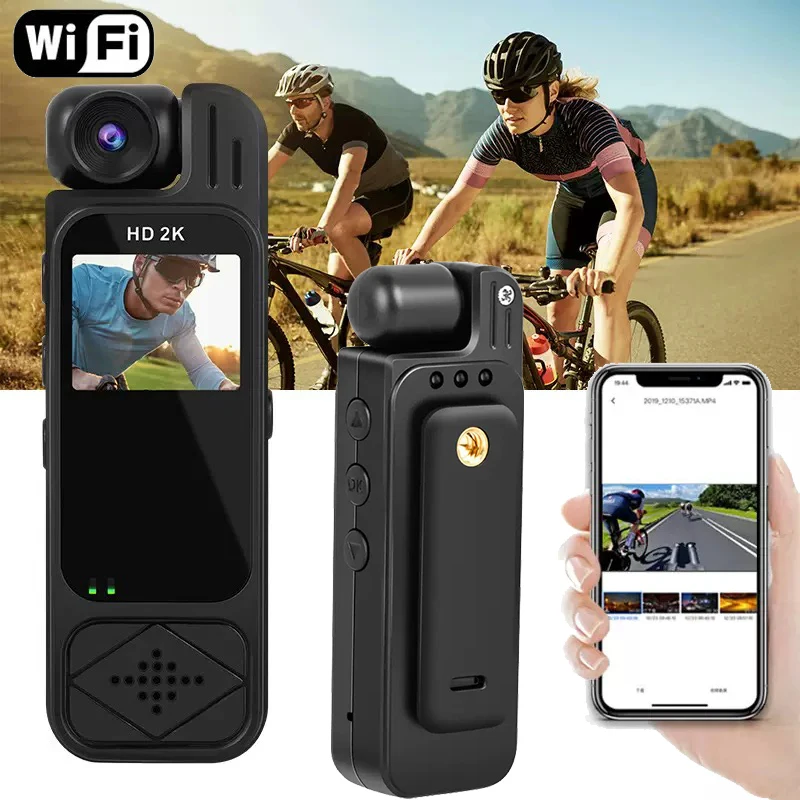 HD 2K Thumb Action Camera Wifi Pocket Sport Cam Handheld Rotatable Lens 5MP 30FPS Mini Outdoor Camcorder Back Clip Type