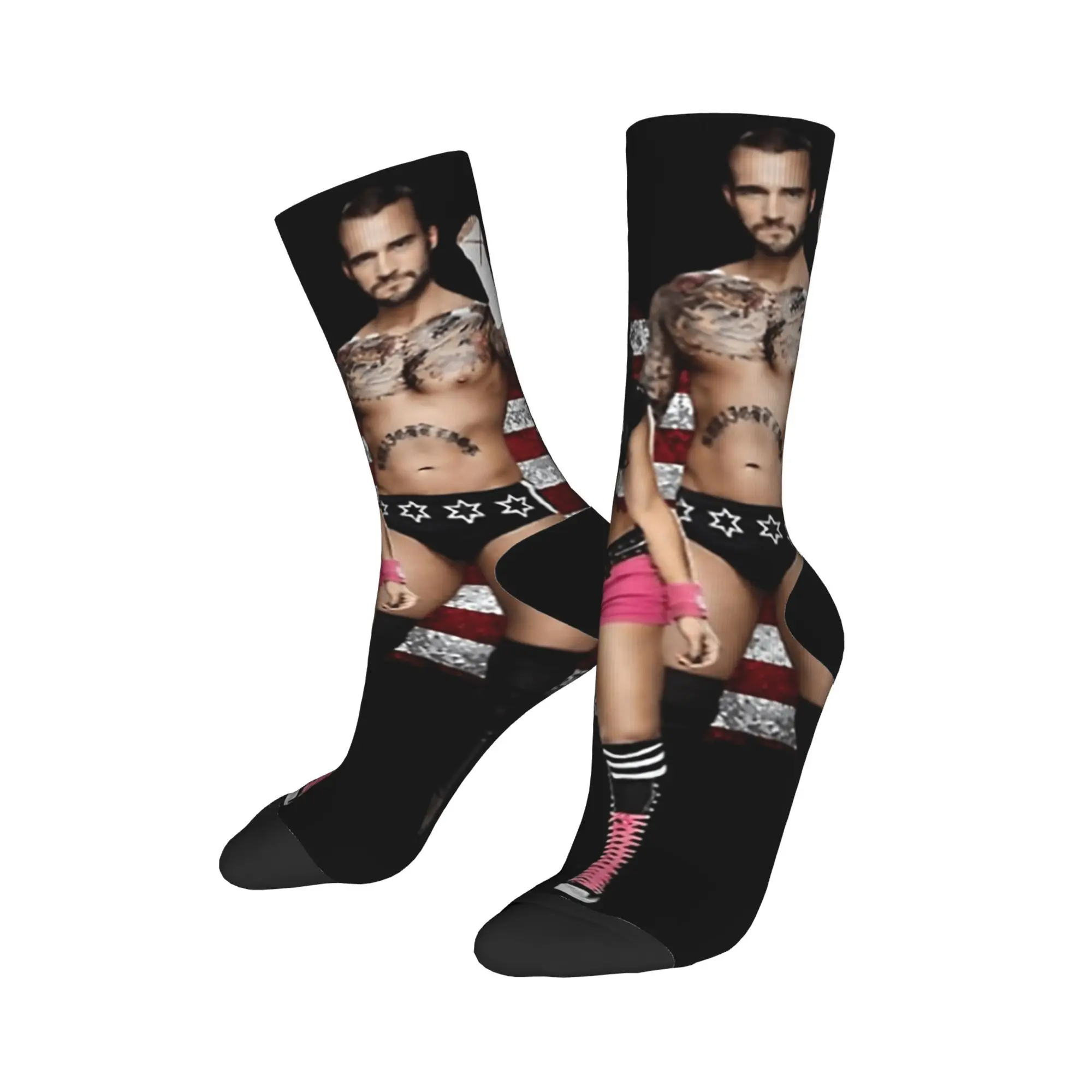 AJ Lee المصارعة Divas الجوارب جوارب مخصصة المضادة للانزلاق الرجال الجوارب تنفس الشتاء Harajuku الجري جوارب رياضية