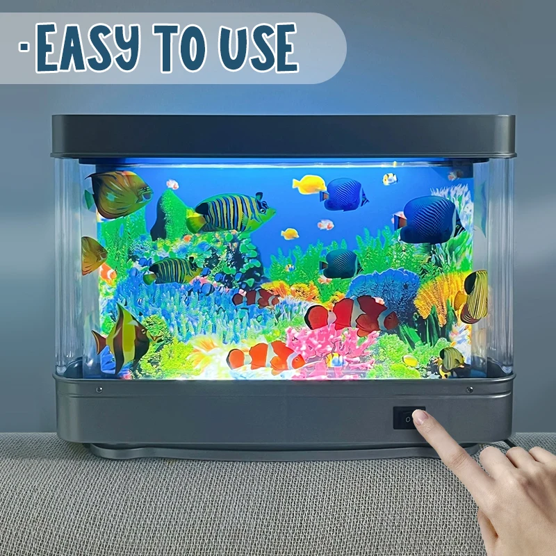 Artificial Aquarium Decorative Lamp LED Virtual Ocean Fish Tank Lamp Motion Fake Tropical Night Light Bedside Living Room Decor