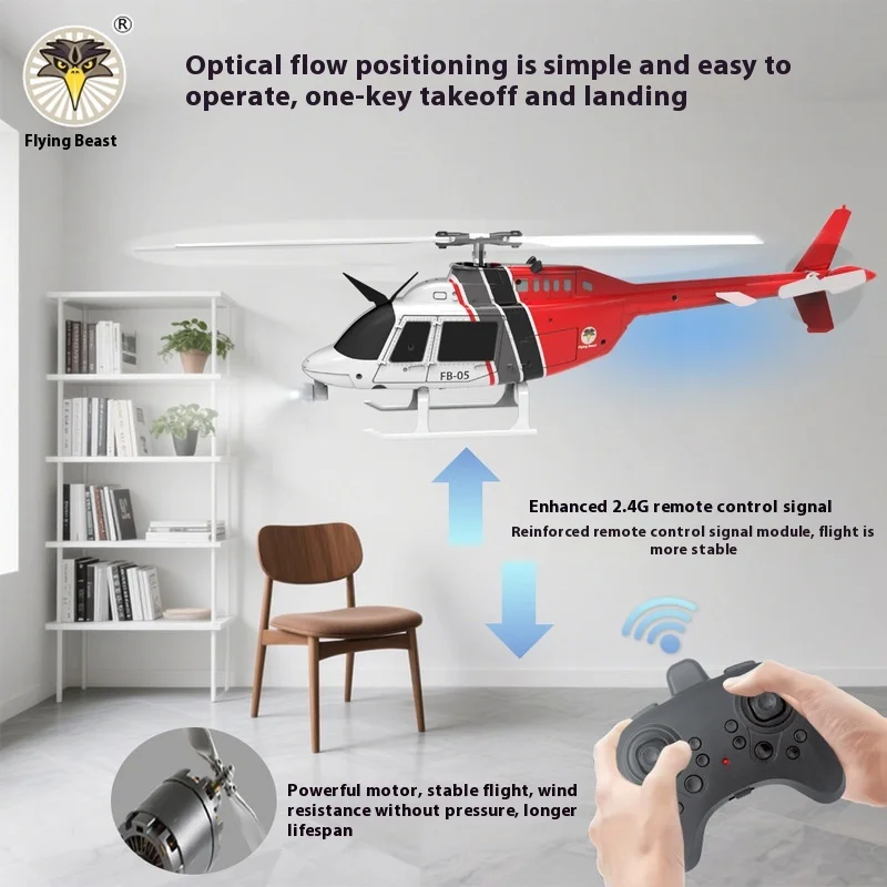 Fb-05 Six Channel Remote Control Helicopter With 2.4g Optical Flow Positioning, Air Pressure And High Remote Control Toy