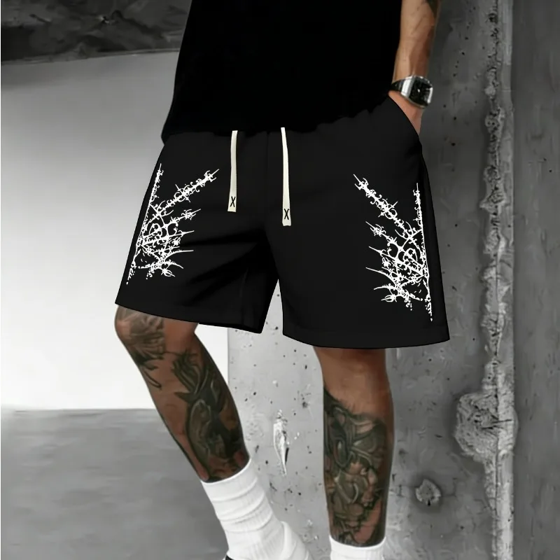 

Мужские летние шорты с принтом и завязками на талии, универсальные повседневные спортивные шорты, подходящие как для мужчин, так и для женщин.