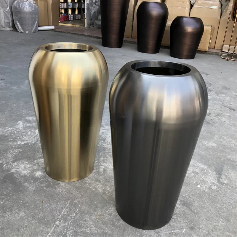 Luxury Home Decor Stainless Indoor Plant Pot Large Standing Flower Vase / Gold Flower Pot Planters for Plants