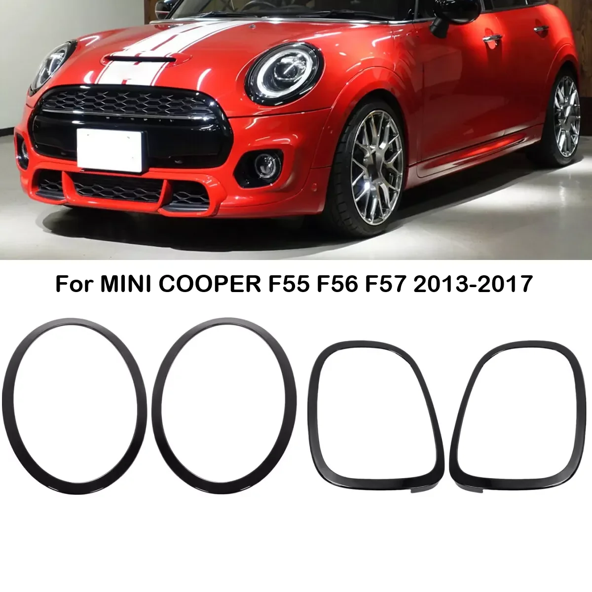

51712355791 51712355798 Glossy Black 2pcs Font/Rear Lamp Frame Headlight Trim Ring For MINI COOPER F55 F56 F57 2013-2017